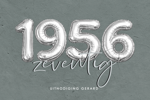 Uitnodiging verjaardag 70 jaar met zilveren ballonnen
