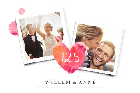Watercolour jubileumkaart 12,5 jaar getrouwd