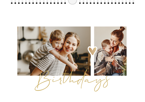 Verjaardagskalender met foto's en goud hartje