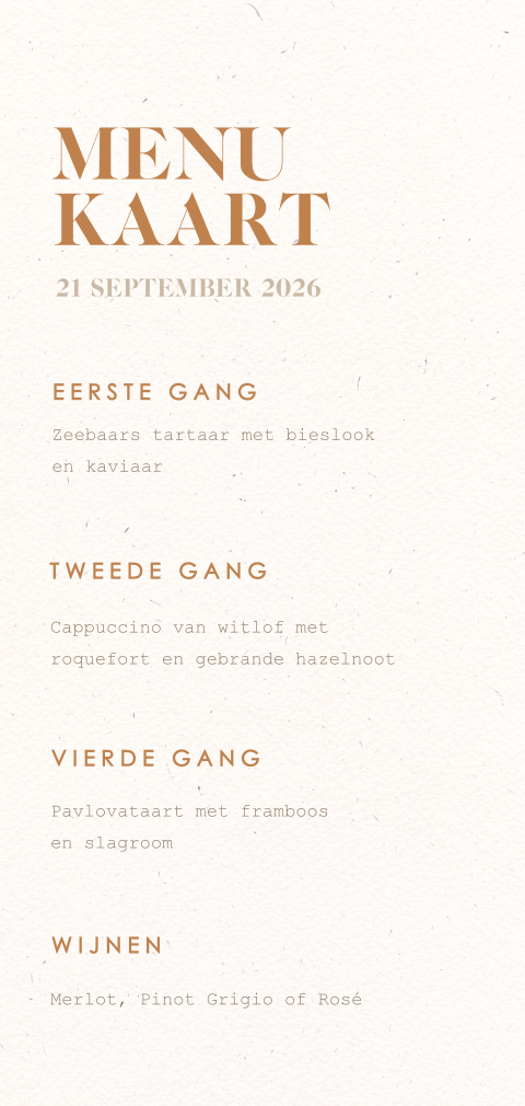 Menukaart in neutrale kleuren