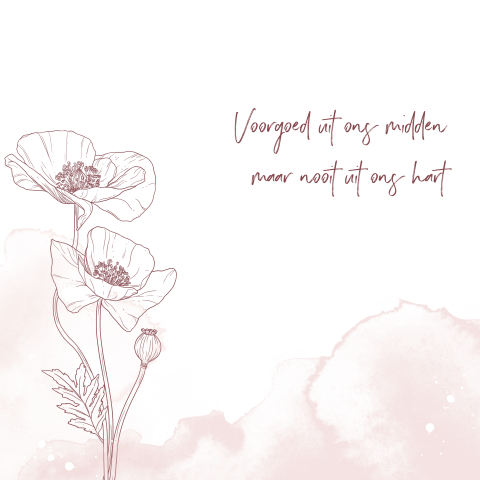 Condoleancekaartje met illustratie bloemen en roze waterverf