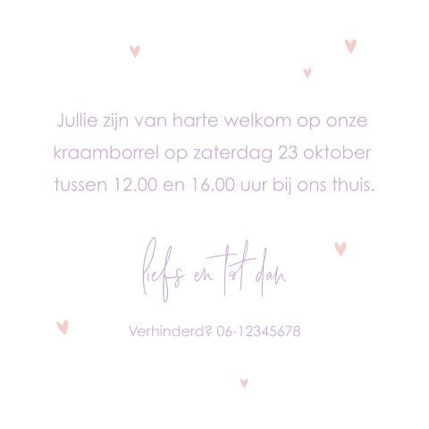 Kraamborrel kaartje met pastel tinten