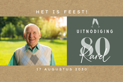 Verjaardag uitnodiging opa 80 jaar met foto