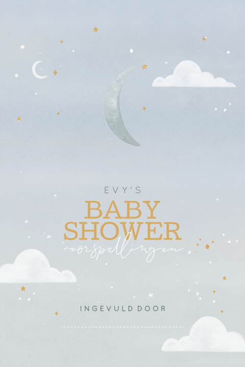 Babyshower invulkaartjes jongen maan sterren