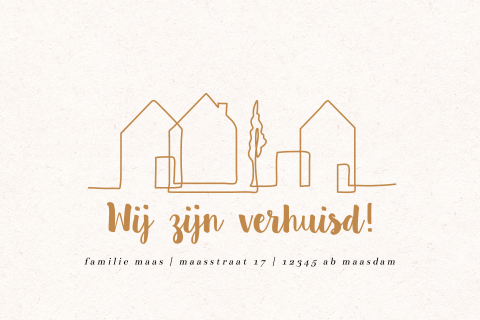 Originele verhuiskaart met oneline huisjes