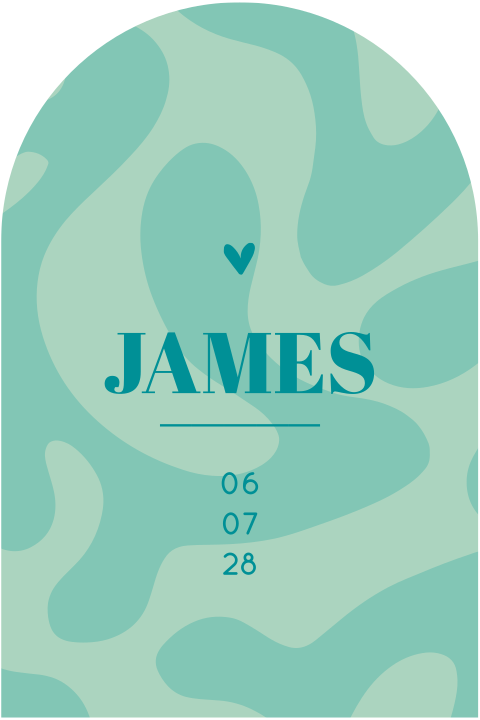 Geboortekaartje boog in groentinten