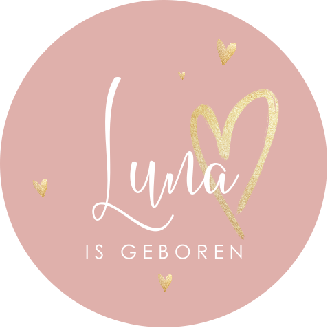 Raamsticker geboorte gouden hart 60 cm