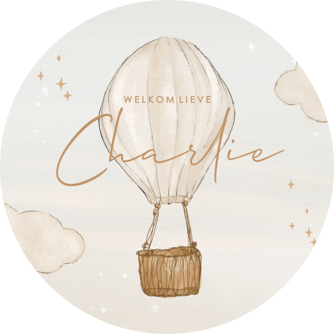 Raamsticker neutraal met luchtballon en wolkjes