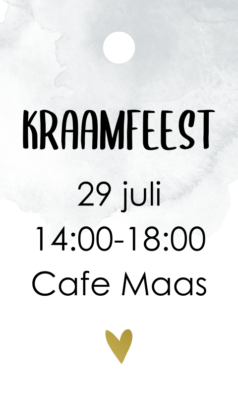 Uitnodiging kraamfeest labeltje met gouden hartje | 18 stuks