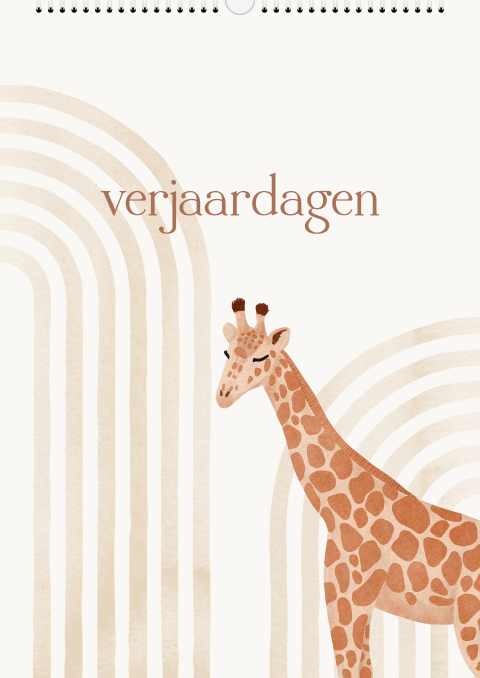 Verjaardagskalender woontrend Jungle Vibes met giraf