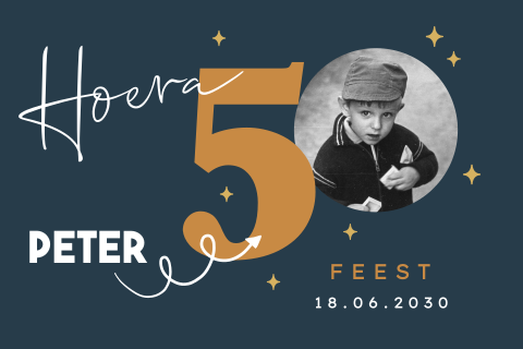 Verjaardag 50 jaar uitnodiging met foto
