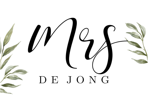 Stoelbordje bruiloft "Mrs" botanisch met golvende rand
