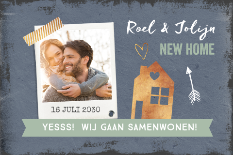 Stoere fotokaart samenwonen housewarming