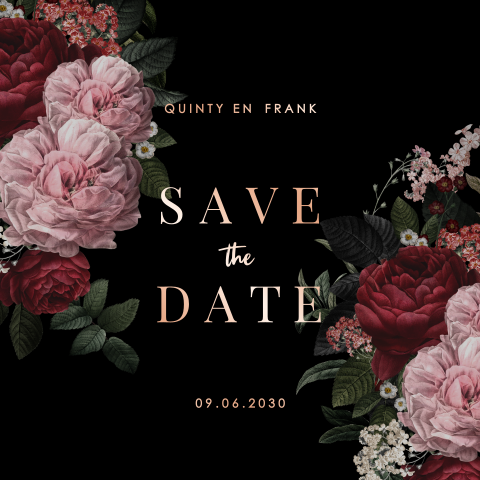 Save the date kaart met grote bloemen