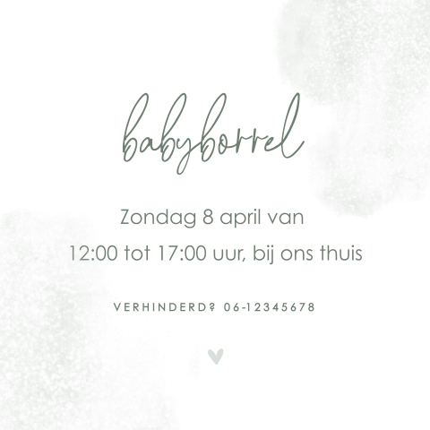 Babyborrel uitnodiging met watercolour