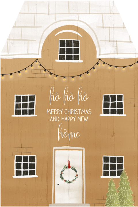 Verhuiskaart kerst in huis vorm