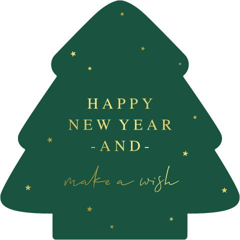 Kerstkaart in de vorm van een kerstboom