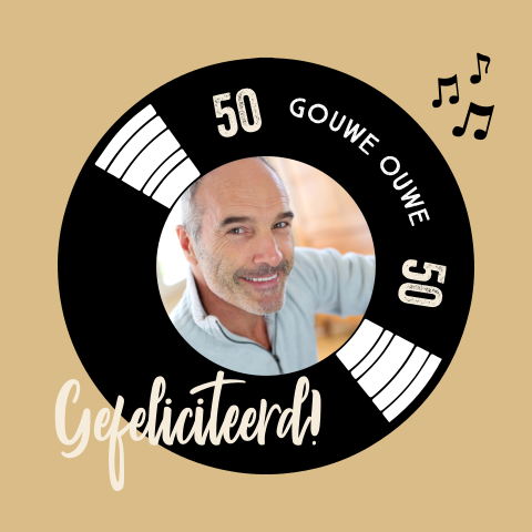 Muzikale wenskaart voor verjaardag man met een eigen foto