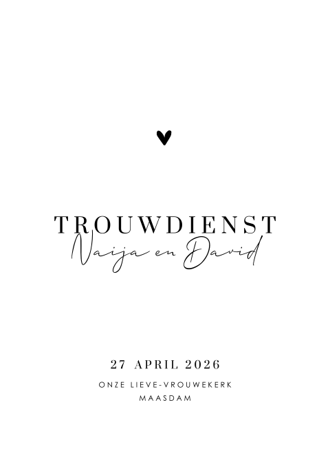 Liturgieboekje zelf maken zwarte typografie en hartje