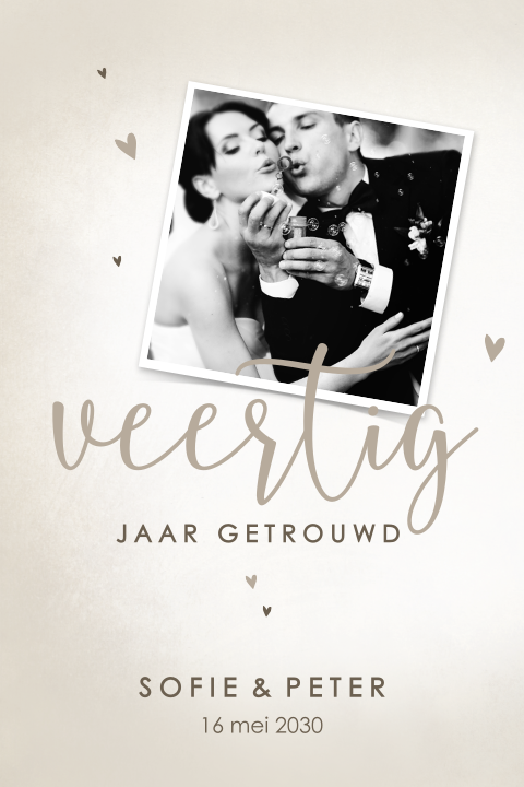 Vintage uitnodiging 40-jarige bruiloft met foto