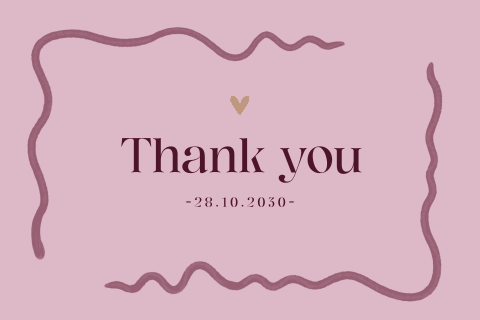 Bedankkaart trouwen in trendy kleuren met speels kader