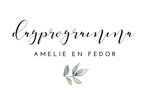 Dagprogramma kaart bruiloft met blaadje