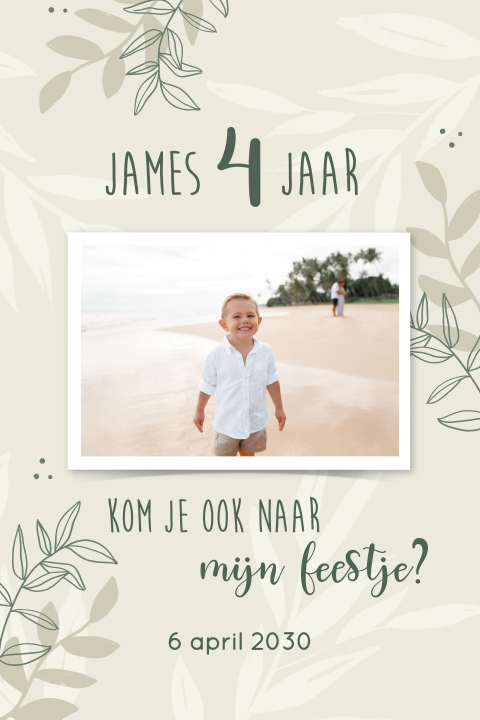 Jungle uitnodiging verjaardag met foto