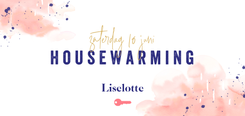 Housewarming uitnodiging roze met spetters