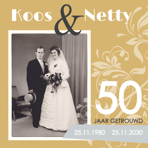 Stijlvolle uitnodiging 50 jaar getrouwd