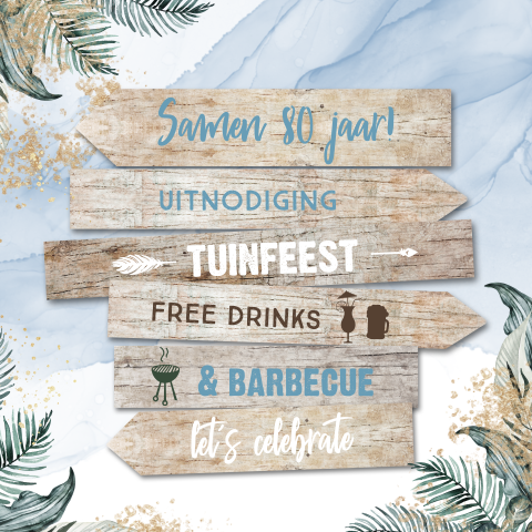 Zomer tuinfeest uitnodiging samen 80 feest geven met bbq