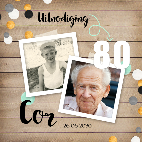 Originele uitnodigingskaart 80e verjaardag