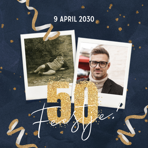 Verjaardag uitnodiging man 50 jaar met foto's