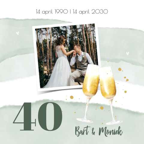 Jubileum uitnodiging 40 jaar met watercolour