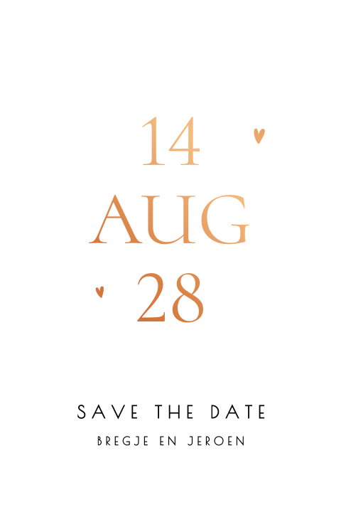 Klassieke save the date met datum in koperfolie