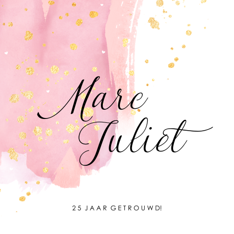 Chique uitnodiging 25 jarig huwelijks jubileum met roze aquarel