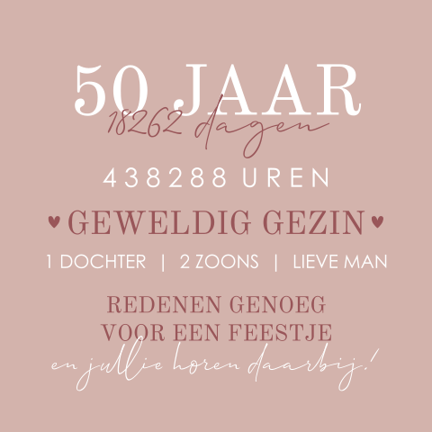 Uitnodiging 50ste verjaardag typografische stijl