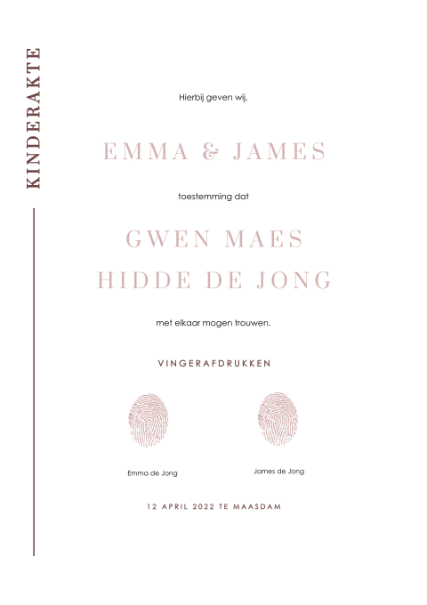 Stijlvolle kinderakte met ruimte voor vingerafdruk