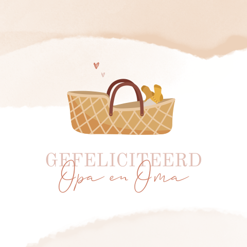 Felicitatiekaart geboorte kleinkind met mozesmandje