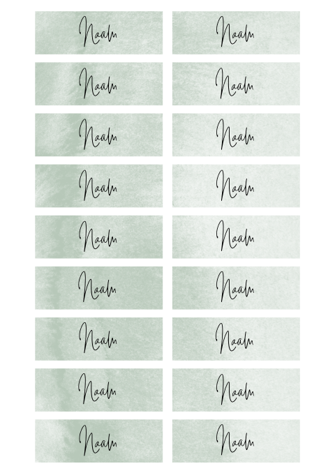 Naamkaartje met watercolour Mintgroen 