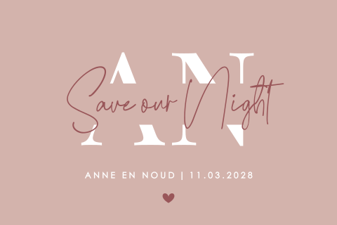 Typografische save the night met initialen