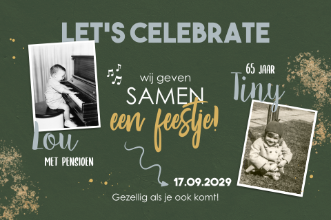 Vrolijke groene uitnodiging samen feest vieren 65