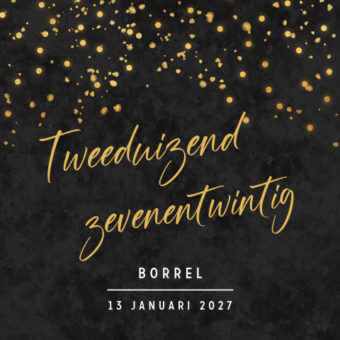Uitnodiging nieuwjaarsborrel met goudlook confetti