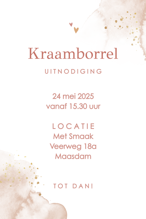 Lief kraamborrelkaartje met roze watercolour