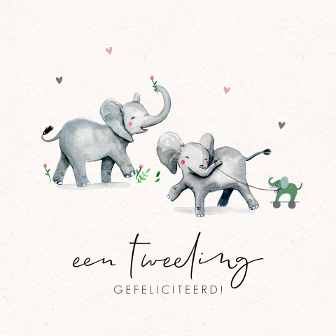 Lief wenskaartje voor de geboorte van een tweeling