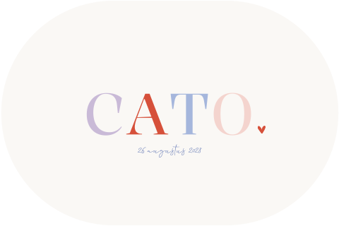 Geboortekaartje ovaal vrolijke kleuren