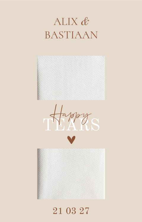 Happy Tears kaart voor zakdoekje in aardetinten