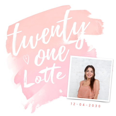 Uitnodiging 21 diner met watercolour en foto