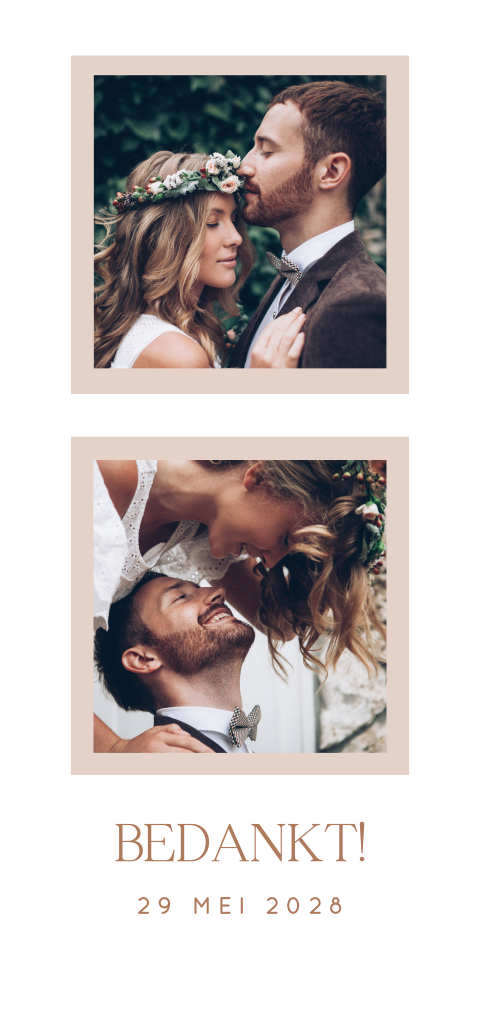 Bedankkaart bruiloft in fotostrip vorm