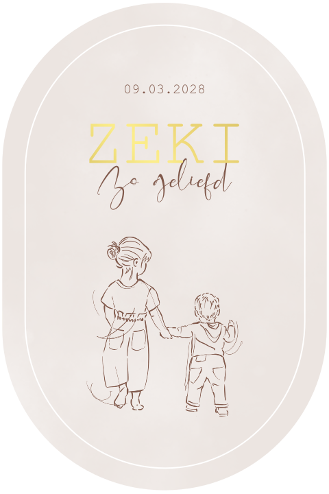 Geboortekaartje ovaal met goudfolie