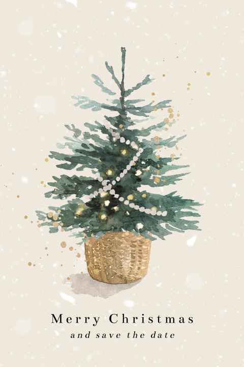 Kerst save the date met boom